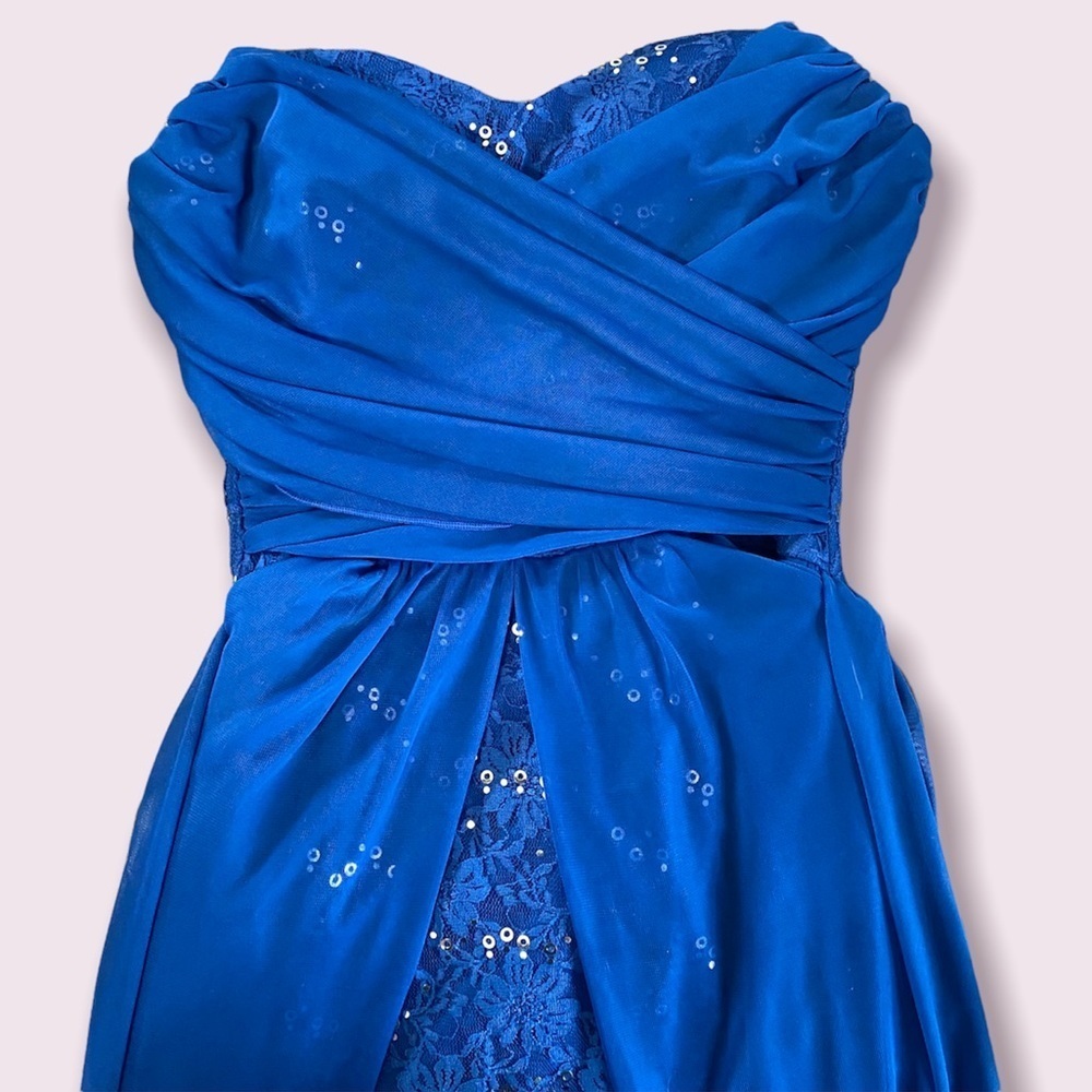 City Triangles Royal Blue Sequin Strapless Dress - Picture 4 of 11